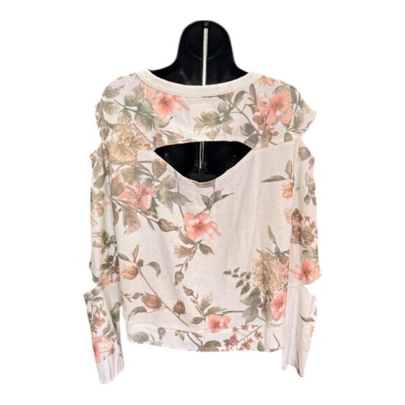 Chaser Knit Long-sleeved Pullover Floral Sweater Cream Size Medium - Picture 3 of 9